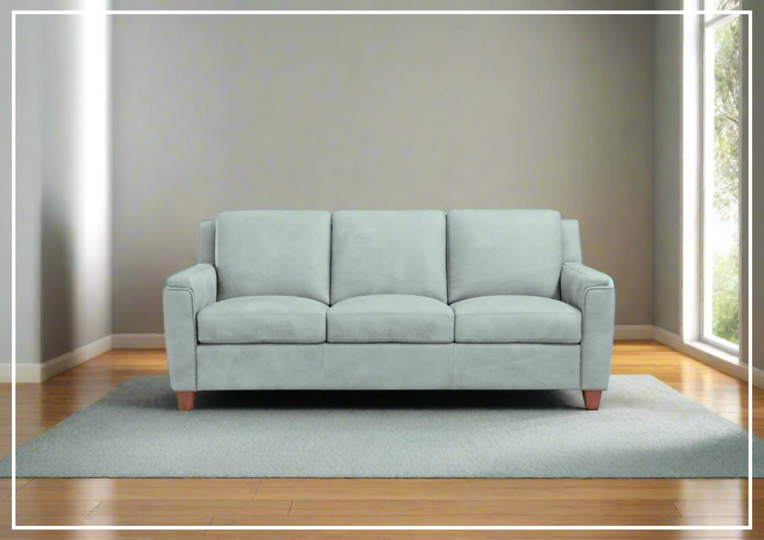 Kathy Ireland Malmo 3-Seater Blue Leather Sleeper Sofa-Jennihome