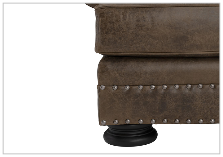 Foster 3-seater Sofa | Dark Brown Leather | Rolled arms | Bernhardt