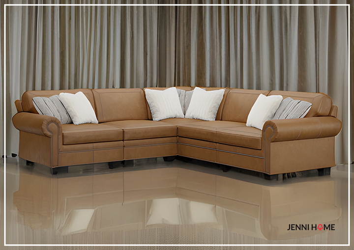 Grandview L-Shaped Sectional Sofa | Brown Leather | Bernhardt