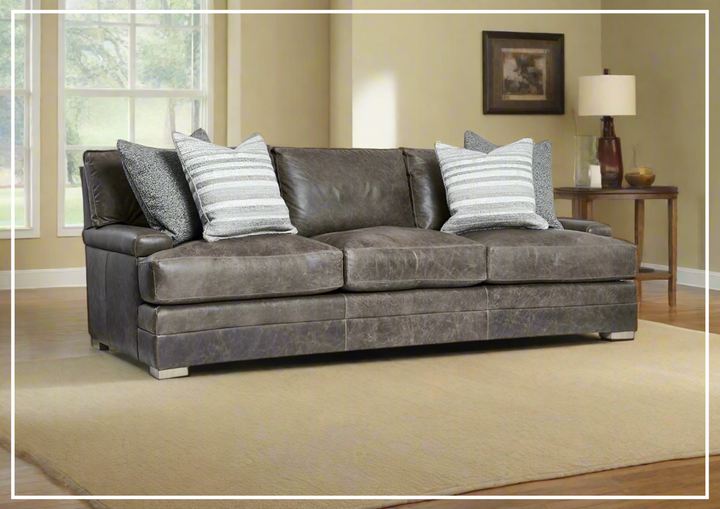 Burnham 3-Seater Sofa  | Distressed Brown Leather | Low Arms | Bernhardt