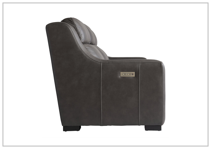 Germain Power Motion Sofa | Gray Leather | Mocha Wood Leg Finish | Bernhardt