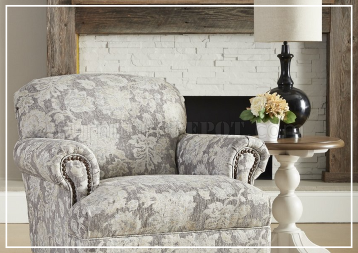 Barnum Accent Chair | Gray Fabric | Rolled Arms | Klaussner