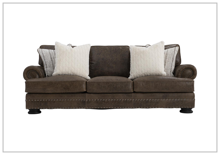 Foster 3-seater Sofa | Dark Brown Leather | Rolled arms | Bernhardt