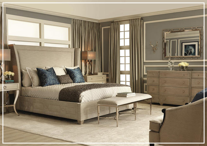 Criteria Shelter King Bed | Upholstered Headboard + Footboard | Bernhardt