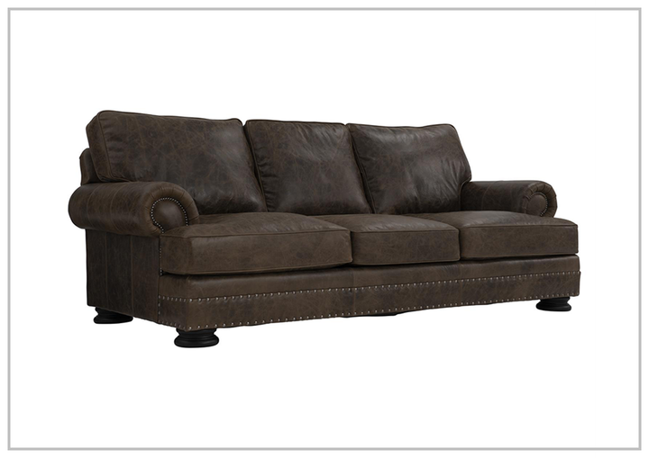 Foster 3-seater Sofa | Dark Brown Leather | Rolled arms | Bernhardt