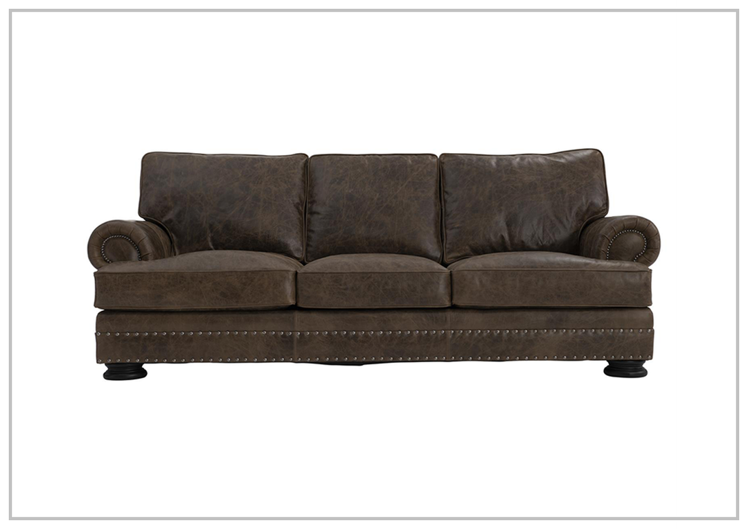 Foster 3-seater Sofa | Dark Brown Leather | Rolled arms | Bernhardt