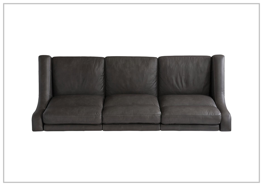 Germain Power Motion Sofa | Gray Leather | Mocha Wood Leg Finish | Bernhardt