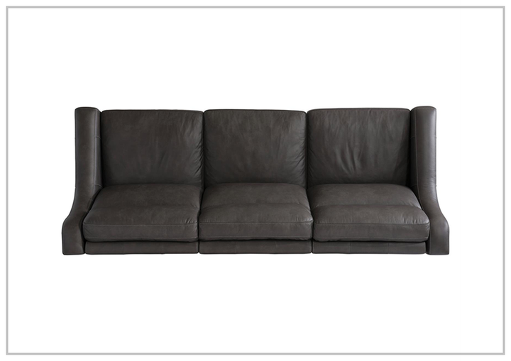 Germain Power Motion Sofa | Gray Leather | Mocha Wood Leg Finish | Bernhardt