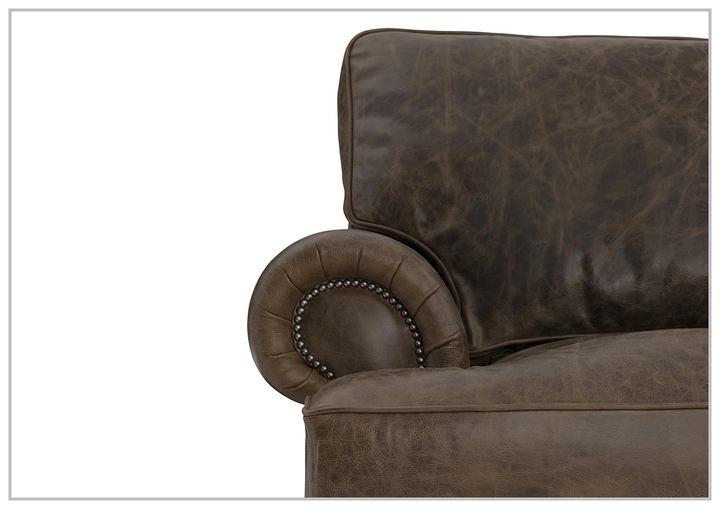 Foster 3-seater Sofa | Dark Brown Leather | Rolled arms | Bernhardt