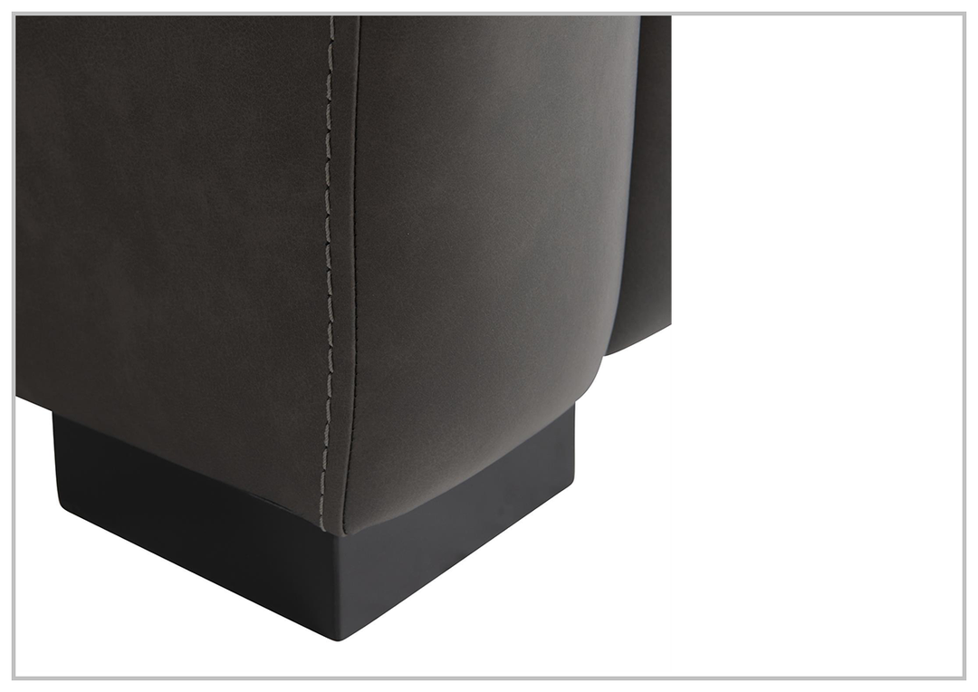 Germain Power Motion Sofa | Gray Leather | Mocha Wood Leg Finish | Bernhardt