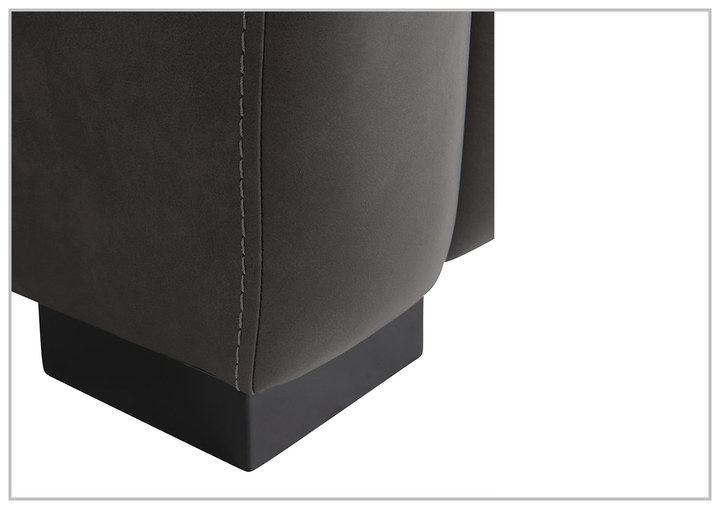 Germain Power Motion Sofa | Gray Leather | Mocha Wood Leg Finish | Bernhardt