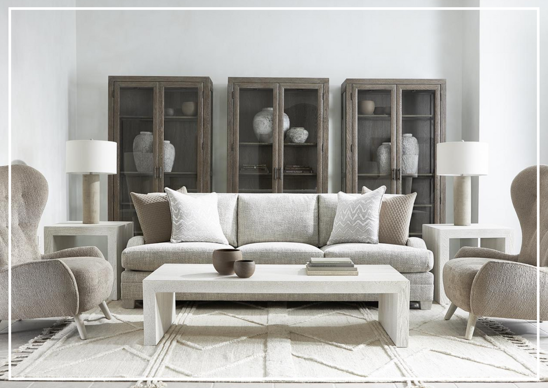 Bernhardt Rollins 3-Seater Fabric Sofa in Gray-Jennihome