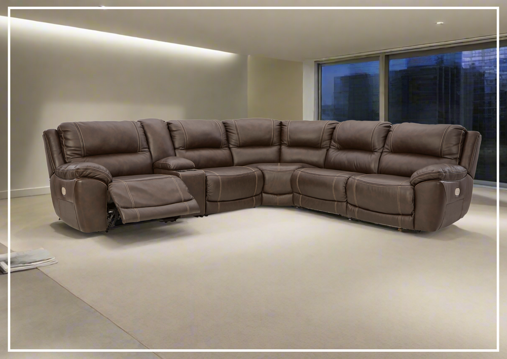 Delacroix Leather Dual Power Reclining L-shaped Sectional Sofa-Jennihome