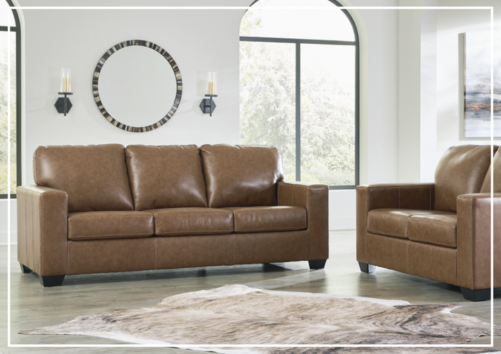 Bella 3-Seater Caramel Brown Leather Sofa |  HR Foam Cushions | Gio Italia