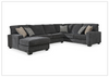 Modern Heritage Trecling 3-Piece Gio Italia Traclen 3-Piece Fabric Sectional With Chaise In Slate-Jennihome