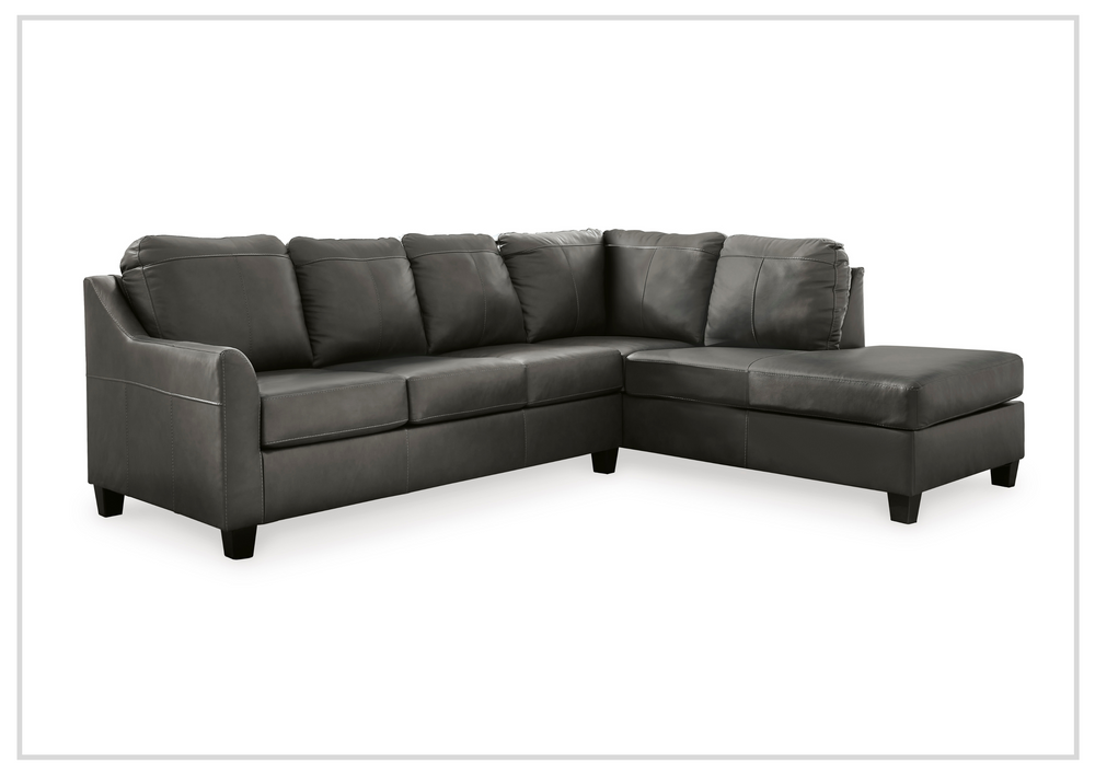 Gio Italia Varenna L-shaped Leather Sectional Sofa in Dark Gray-Jennihome