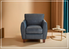 Tirano Stationary Arm Chair | Premium Leather | Bluish Gray Color | Gio Italia