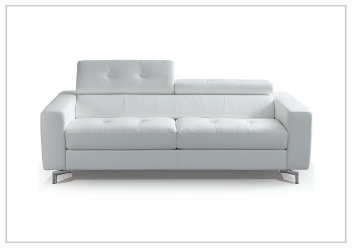 Kathy Ireland Tevere Top Grain Leather Queen Sleeper Sofa with Chrome Legs-Jennihome