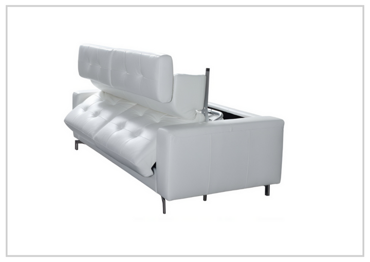 Kathy Ireland Tevere Top Grain Leather Queen Sleeper Sofa with Chrome Legs-Jennihome