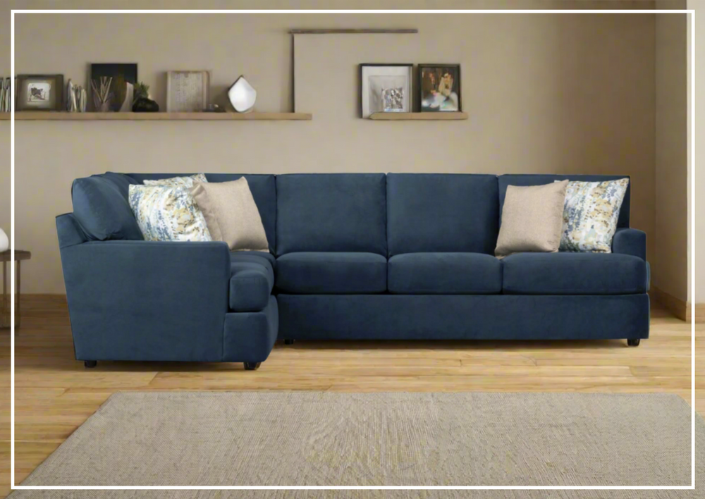 Klaussner Orion 2-Piece L-Shaped Fabric Sectional Sofa in Blue-Jennihome