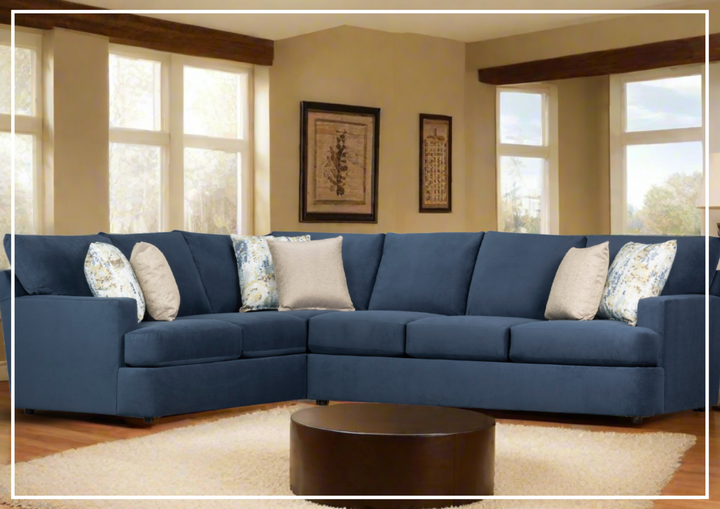 Klaussner Orion 2-Piece L-Shaped Fabric Sectional Sofa in Blue-Jennihome