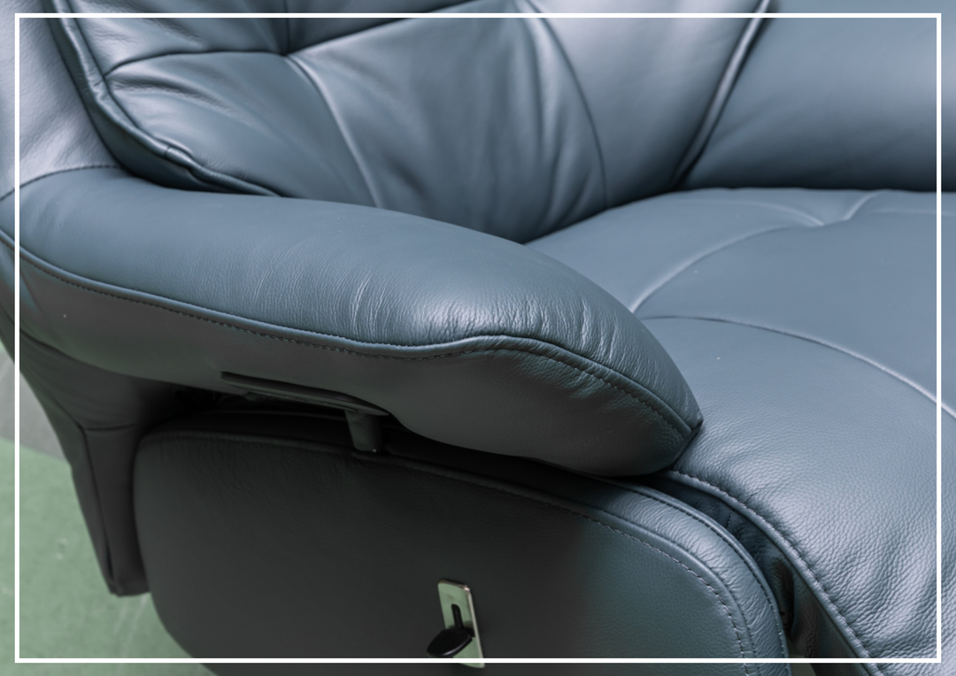 Klaussner Serano Blaze  Blue Leather Swivel Power Recliner Lift Chair-Jennihome