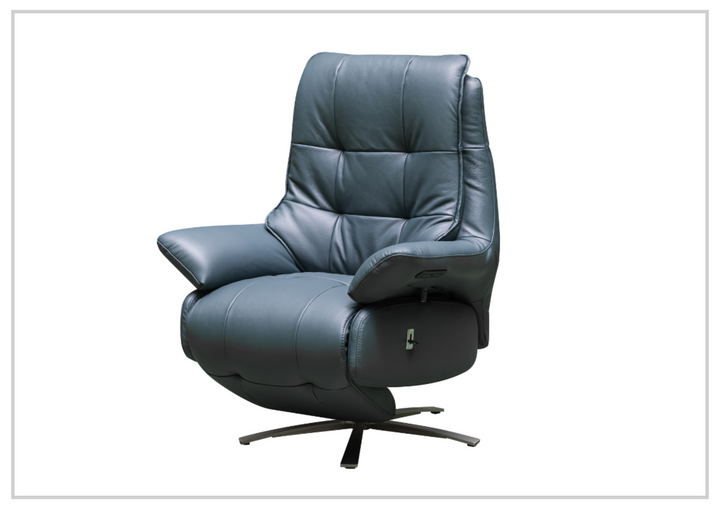 Klaussner Serano Blaze Blue Leather Swivel Power Recliner Lift Chair