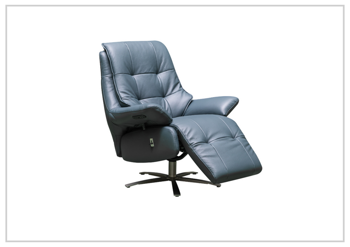 Klaussner Serano Blaze Blue Leather Swivel Power Recliner Lift Chair