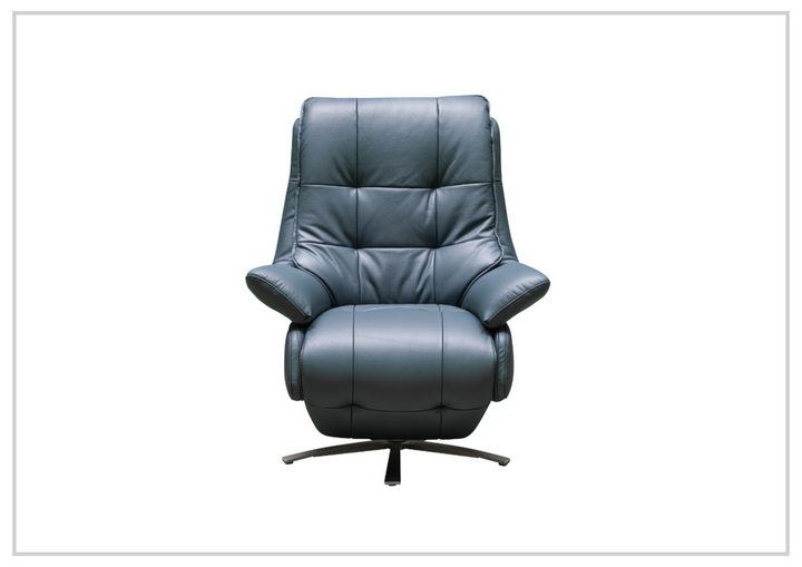 Klaussner Serano Blaze Blue Leather Swivel Power Recliner Lift Chair