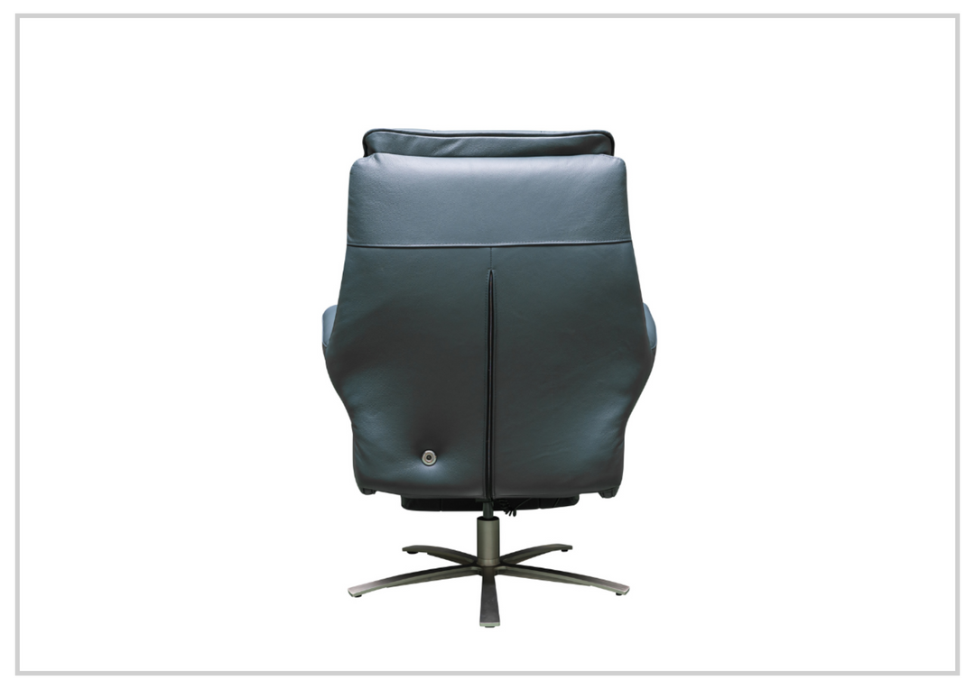 Klaussner Serano Blaze Blue Leather Swivel Power Recliner Lift Chair