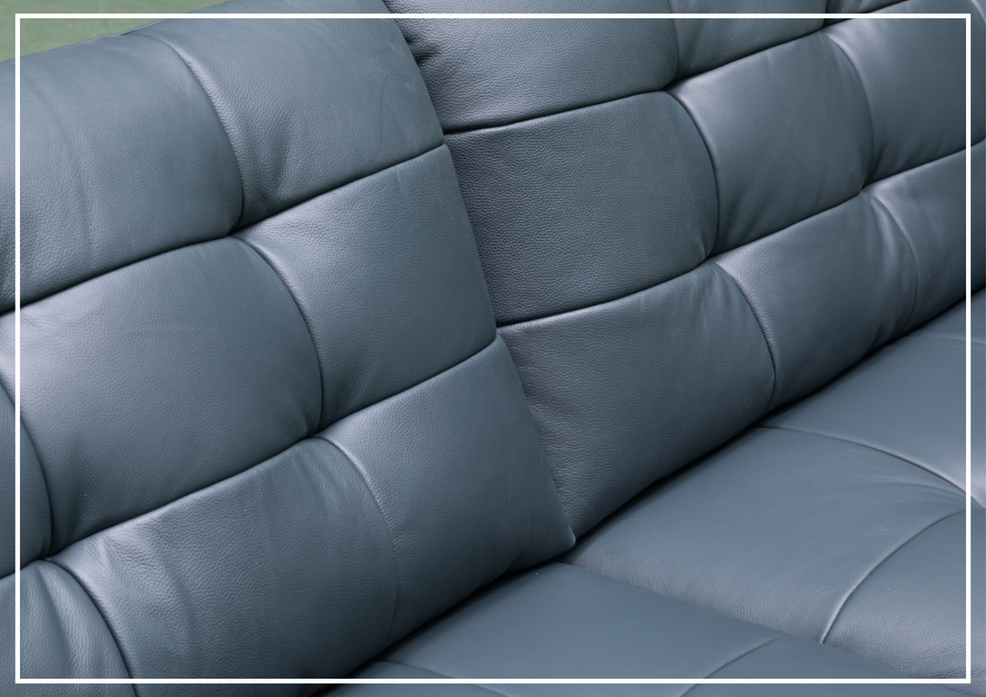 Klaussner Sofiano 2-seater Blue Leather Sofa with Plush Back Support-Jennihome