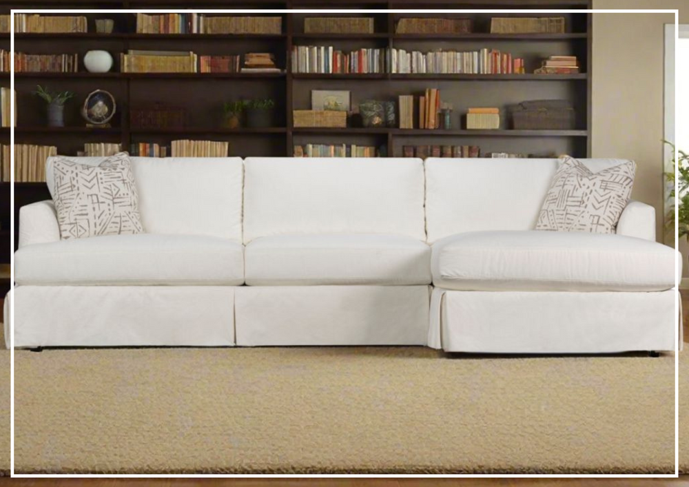 Klaussner Brixon Slipcover Fabric Sectional Sofa with Track Arms-Jennihome