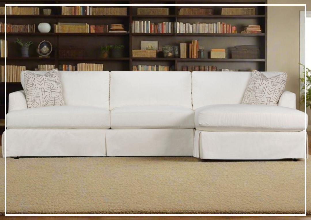 Klaussner Brixon Slipcover Fabric Sectional Sofa with Track Arms-Jennihome