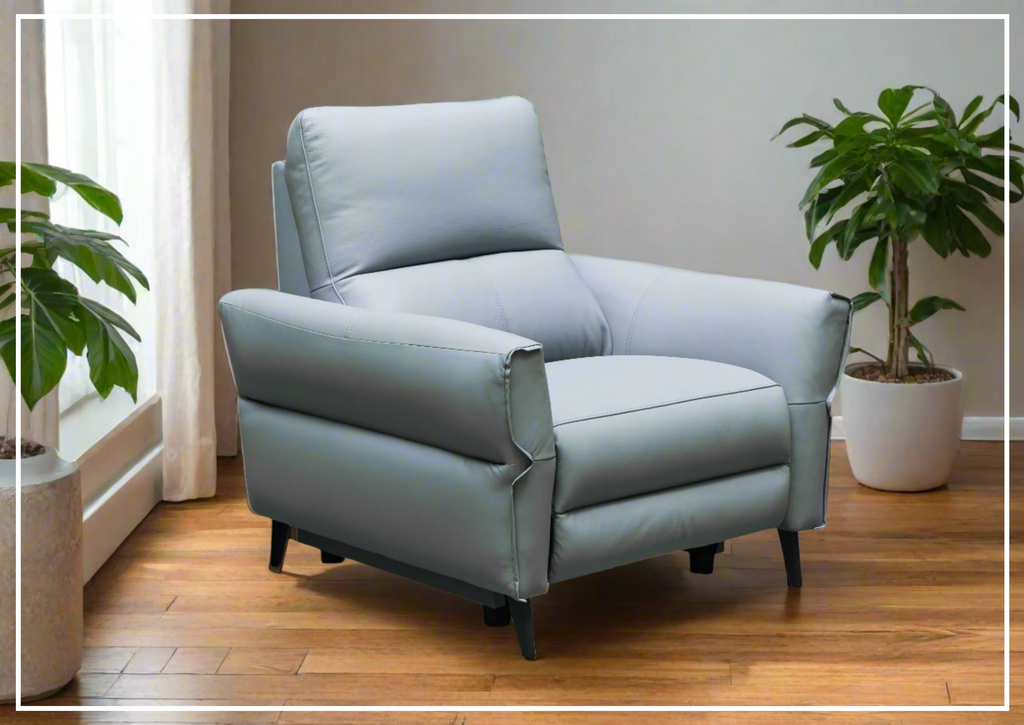 Klaussner Serenita Leather Blue Power Reclining Chair-Jennihome