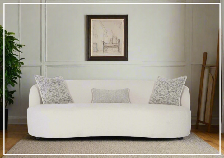 Elle 3-Seater Sofa | White Fabric | 3 Accent Pillows | Bernhardt