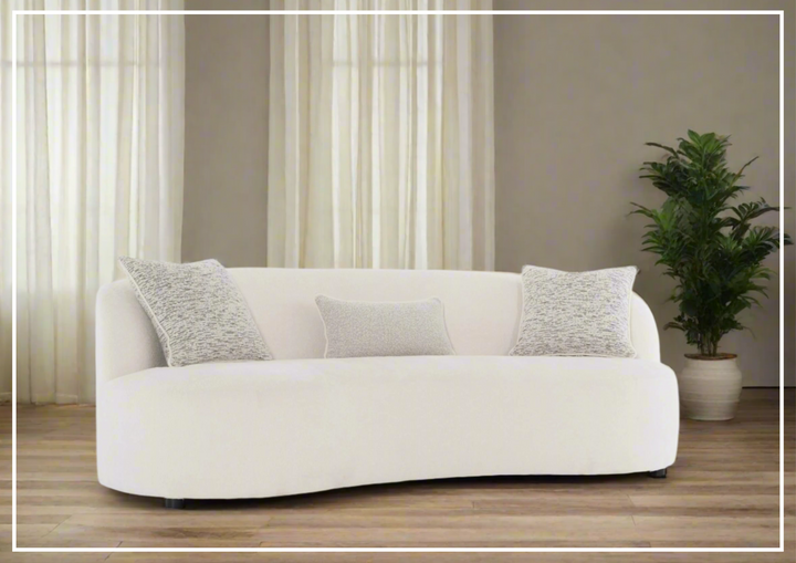 Elle 3-Seater Sofa | White Fabric | 3 Accent Pillows | Bernhardt