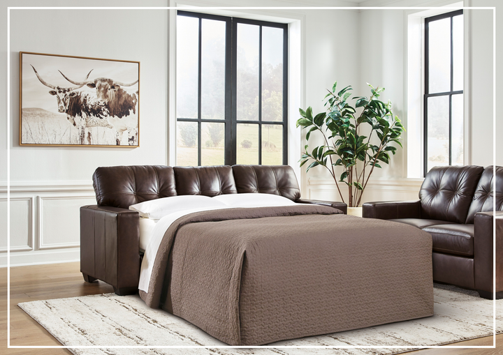 Salvatore Queen Leather Sofa Sleeper | Memory Foam Mattress | Gio Italia