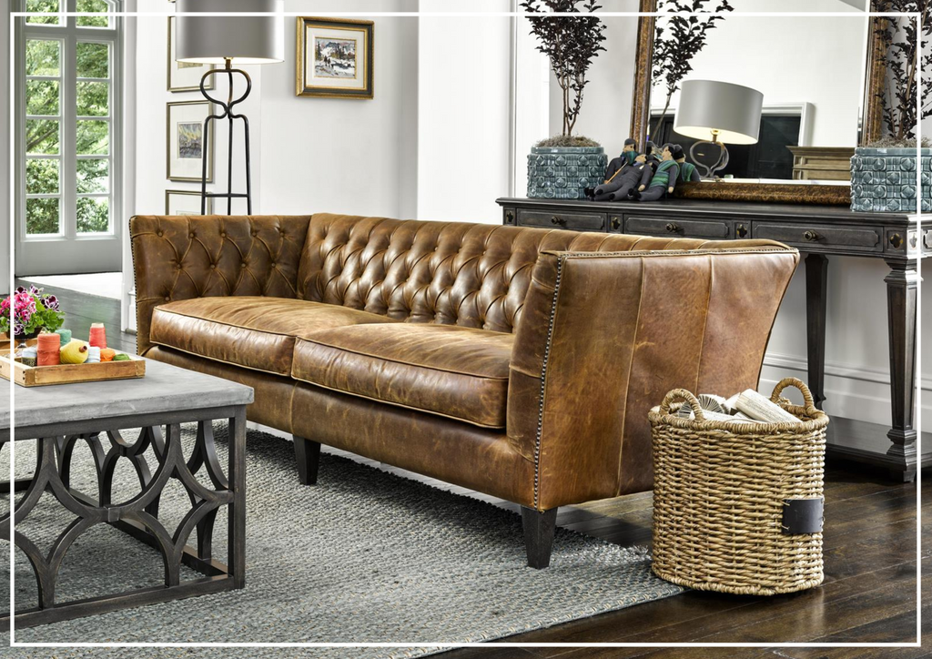 Duncan 3-seater Sofa | Brown Leather |Tufted Back | Universal Furniture