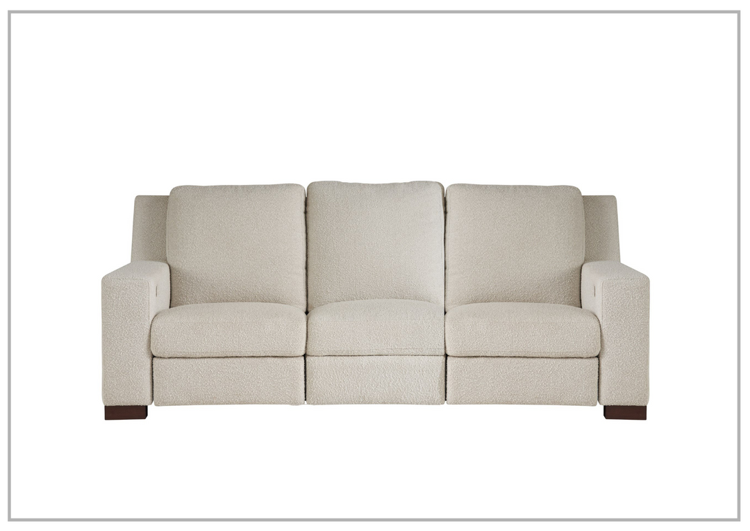 Universal Furniture Rhodes 3-Seater Power Recliner Fabric Sofa in White