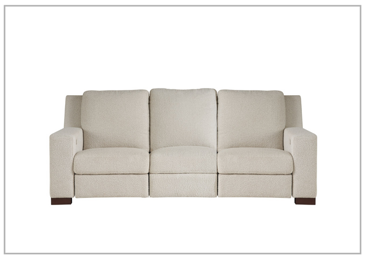 Universal Furniture Rhodes 3-Seater Power Recliner Fabric Sofa in White