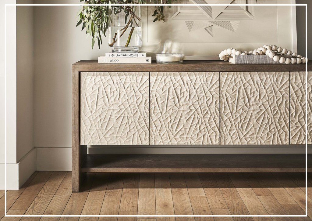 San Roque Wooden Console | Geometric Patterned Doors | Universal Furniture