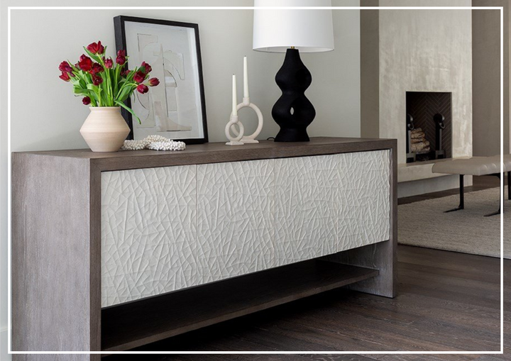 San Roque Wooden Console | Geometric Patterned Doors | Universal Furniture
