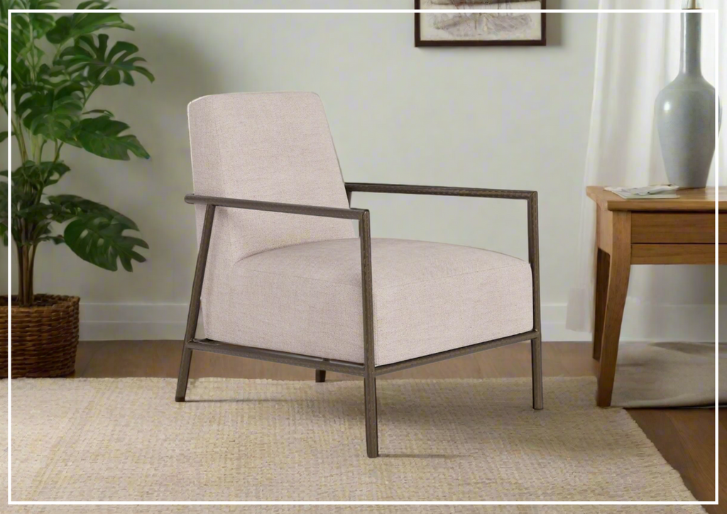 Reese Accent Chair | Beige Fabric | Metal Frame | Universal Furniture