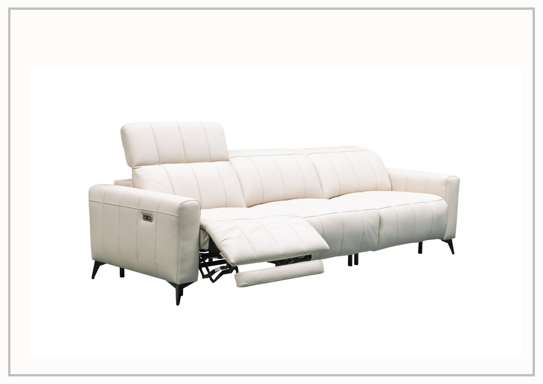 Capri Power Reclining Sofa | Beige Leather| Power Footrest | Klaussner
