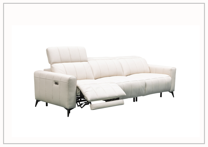 Capri Power Reclining Sofa | Beige Leather| Power Footrest | Klaussner