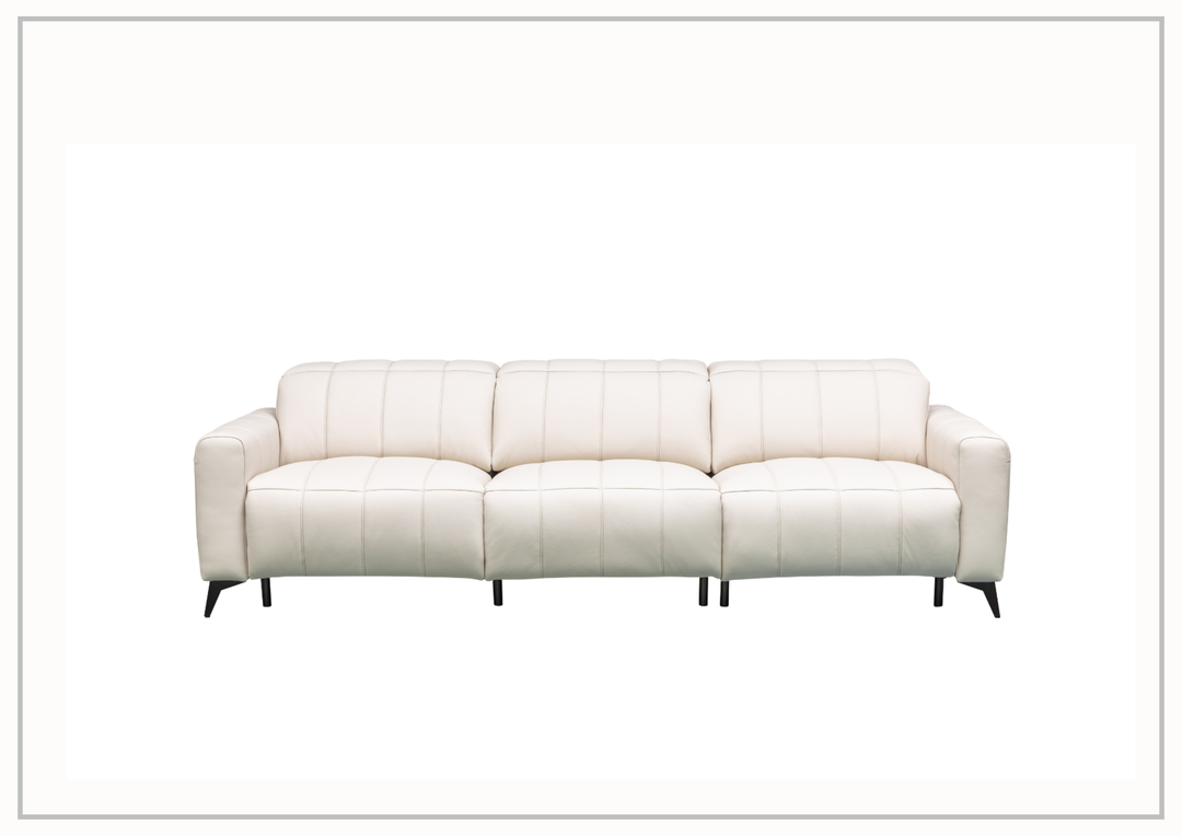 Capri Power Reclining Sofa | Beige Leather| Power Footrest | Klaussner