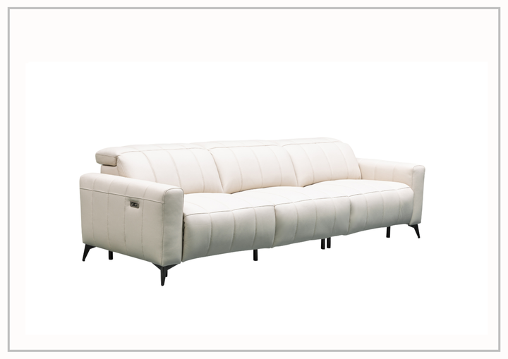 Capri Power Reclining Sofa | Beige Leather| Power Footrest | Klaussner