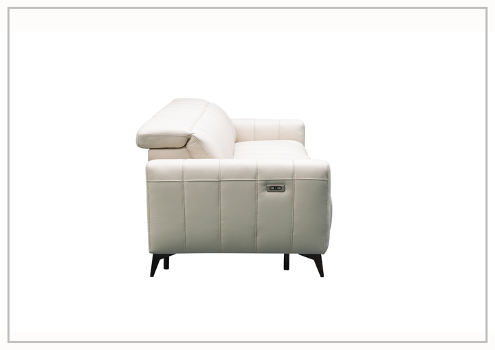 Capri Power Reclining Sofa | Beige Leather| Power Footrest | Klaussner