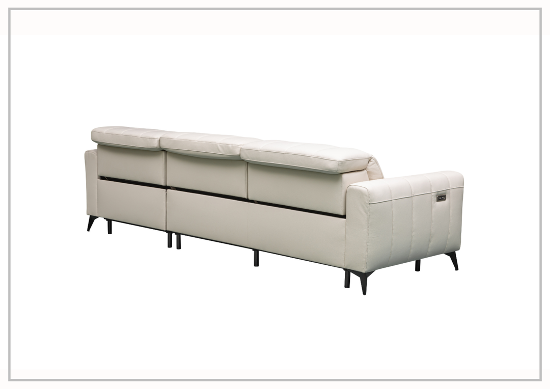 Capri Power Reclining Sofa | Beige Leather| Power Footrest | Klaussner
