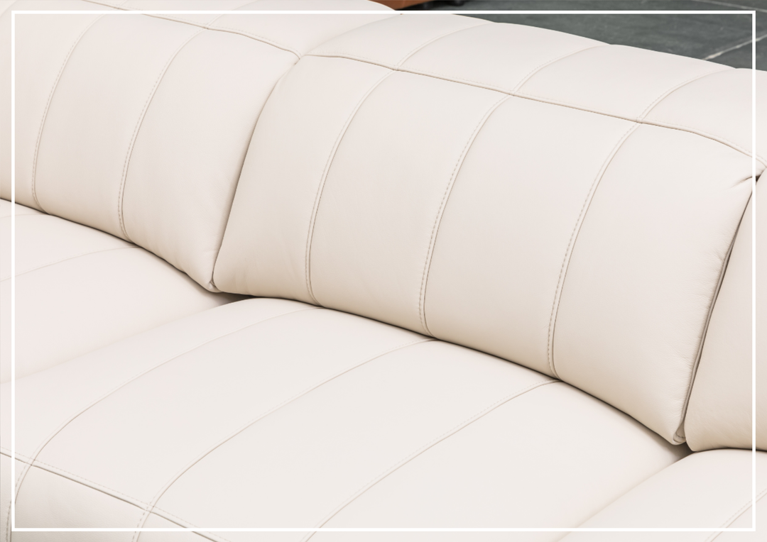 Capri Power Reclining Sofa | Beige Leather| Power Footrest | Klaussner